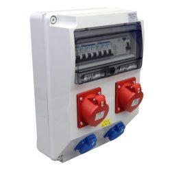   Csatlakozó doboz védelemmel, vezetékezett, készre szerelt 2×SCHUKO+2×16A(3P+N+E)