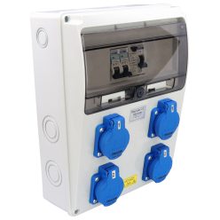   Csatlakozó doboz védelemmel, vezetékezett, készre szerelt 4×SCHUKO