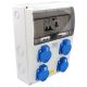Csatlakozó doboz védelemmel, vezetékezett, készre szerelt 4×SCHUKO
