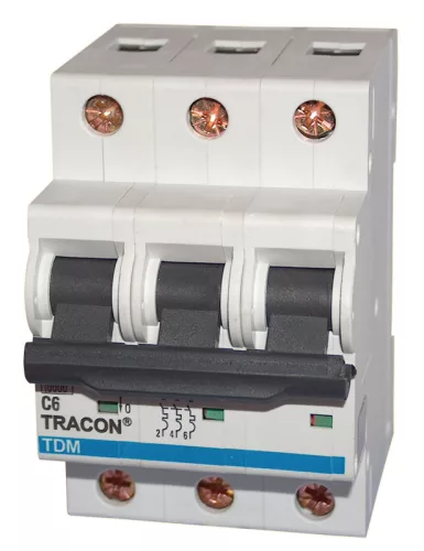 Kismegszakító, 3 pólus, B karakterisztika 6A, 10kA