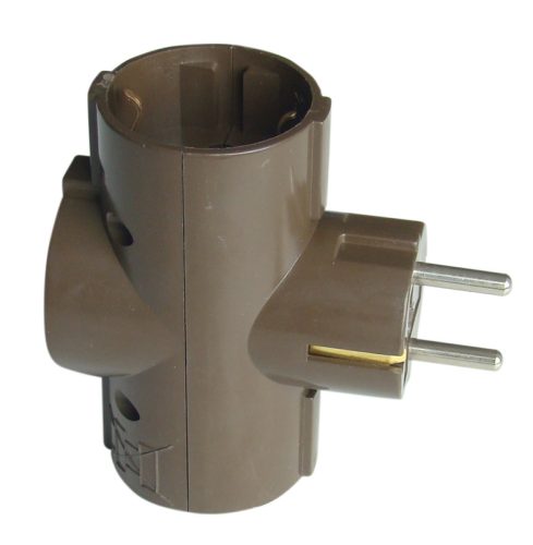 Többférőhelyes átalakító csatlakozó, 90°, barna