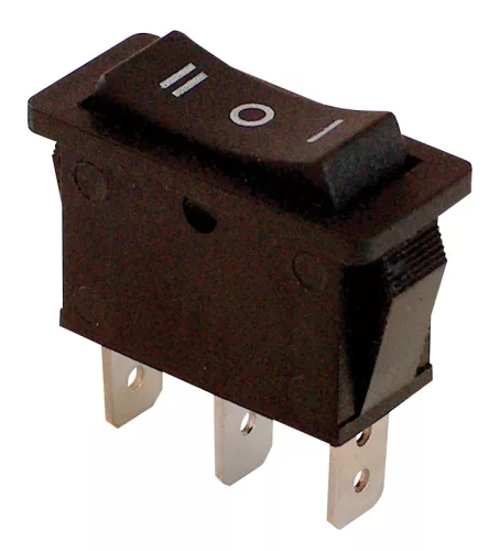 Készülékkapcsoló, háromállású, fekete (I-0-II felirat) 16(6)A, 250V AC