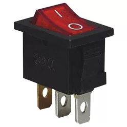   Készülékkapcsoló, BE-KI, piros-világító (0-I felirat) 16(6)A, 250V AC