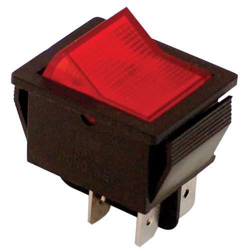 Készülékkapcsoló, BE-KI, 2-pólus, piros, világító raszter 16(6)A, 250V AC