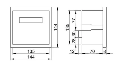 Fázisjavító automatika, egyfázisú, 12 kondenzátor telephez 144×144mm