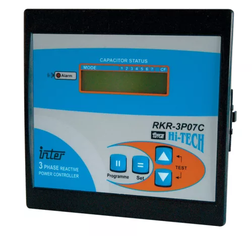 Fázisjavító automatika, háromfázisú, 7 kondenzátor telephez 144×144mm