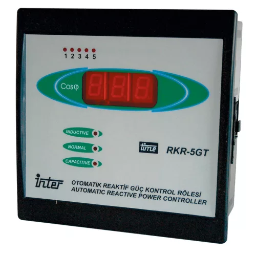 Fázisjavító automatika, egyfázisú, 5 kondenzátor telephez 144×144mm