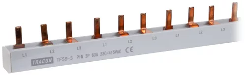 Soroló sín - csapos kivitelű max.63A, 230/400VAC, 3P, 56modul