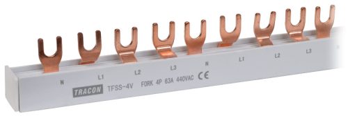 Soroló sín - villás kivitelű max.63A, 4P, 56modul, 1m