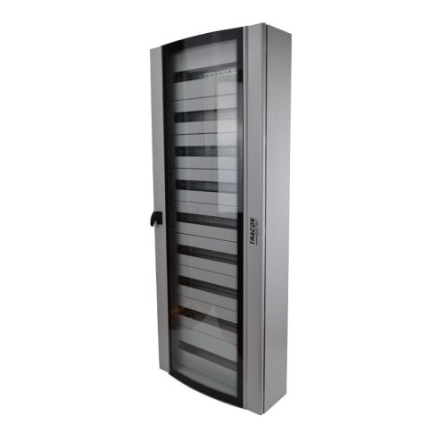 Ívelt biztonsági üvegajtós fém elosztószekrény