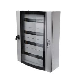 Ívelt biztonsági üvegajtós fémelosztószekrény