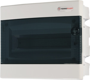 Csere ajtó süllyesztett és falon kívüli elosztó dobozhoz, C sorozat, 12 modul, átlátszó