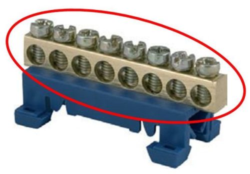 Földelő és nullvezető bekötőkapocs 10 furattal