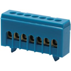   Szigetelt bekötőkapocs (kék), nullvezető kapocs kalapsínhez - 7 furattal