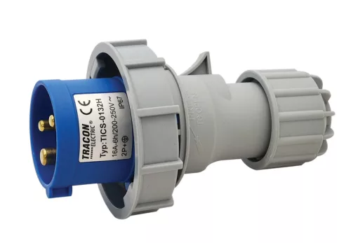 Ipari csatlakozó dugó, fokozott védelemmel 16A, 250V, 2P+E, 6h, IP67