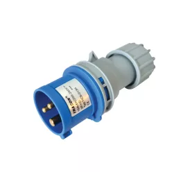   Ipari csatlakozó dugó, külső tömítőszelencével 16A, 250V, 2P+E, 6h, IP44
