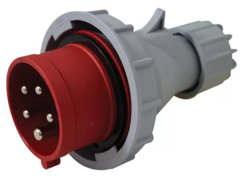 Fázisfordítós ipari csatlakozó dugó külső tömszelencével 16A, 400V, 3P+N+E, 6h, IP67