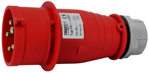 Fázisfordítós ipari csatlakozó dugó külső tömszelencével 16A, 400V, 3P+N+E, 6h, IP44