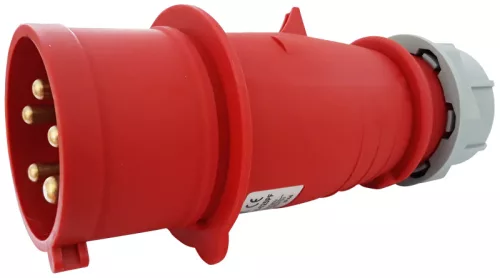 Fázisfordítós ipari csatlakozó dugó külső tömszelencével 32A, 400V, 3P+N+E, 6h, IP44