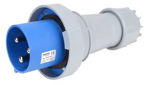 Ipari csatlakozó dugó, fokozott védelemmel 125A, 250V, 2P+E, 6h, IP67