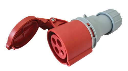 Ipari csatlakozóaljzat, külső tömítőszelencével 16A, 400V, 3P+E, 6h, IP44