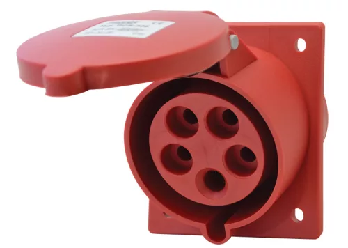 Beépíthető ferde ipari csatlakozóaljzat 32A, 400V, 3P+N+E, 6h, IP44