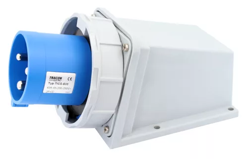 Felületre szerelhető ipari csatlakozó dugó 63A, 250V, 2P+E, 6h, IP67