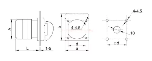 Kézikapcsoló, BE-KI 400V, 50Hz, 125A, 3P, 30kW, 88×88mm, 90°