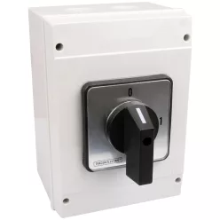   Tokozott kézikapcsoló, BE-KI 400V, 50Hz, 125A, 4P, 30kW, 88×88mm, 90°, IP65