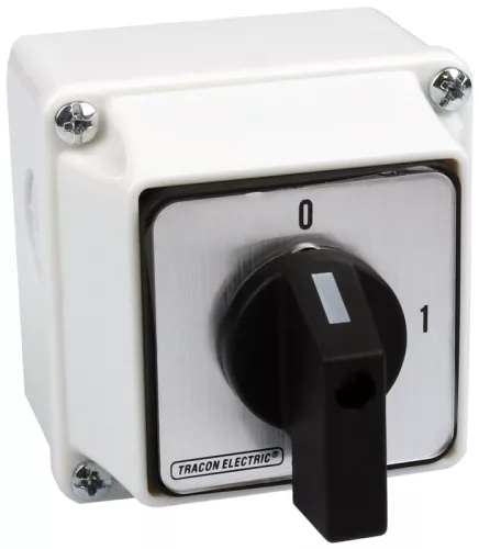Tokozott kézikapcsoló, BE-KI 400V, 50Hz, 32A, 4P, 11kW, 64×64mm, 90°, IP65