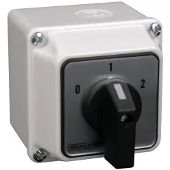   Tokozott választókapcsoló, 0-1-2 400V, 50Hz, 20A, 2×3P, 5,5kW, 48×48mm, 60°, IP65