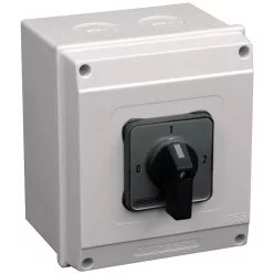   Tokozott választókapcsoló, 0-1-2 400V, 50Hz, 25A, 2×3P, 7,5kW, 48×48mm, 90°, IP65