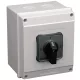 Tokozott választókapcsoló, 0-1-2 400V, 50Hz, 25A, 2×4P, 7,5kW, 48×48mm, 90°, IP65