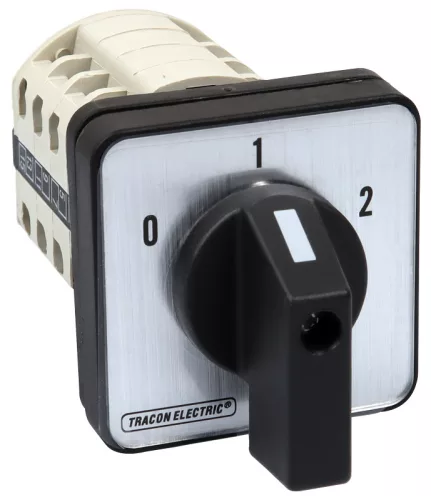 Választókapcsoló, 0-1-2 400V, 50Hz, 63A, 2×4P, 18,5kW, 64×64mm, 60°