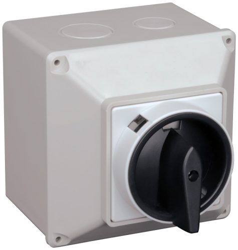 Tokozott főkapcsoló, BE-KI 400V, 50Hz, 25A, 4P, 7,5kW, 64×64mm, IP65