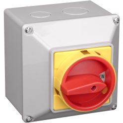   Tokozott főkapcsoló, lakatolható, BE-KI 400V, 50Hz, 20A, 4P, 5,5kW, 48×48mm, IP44