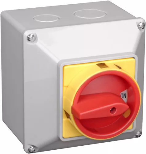 Tokozott főkapcsoló, lakatolható, BE-KI 400V, 50Hz, 20A, 4P, 5,5kW, 48×48mm, IP44