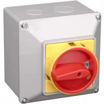   Tokozott főkapcsoló, lakatolható, BE-KI 400V, 50Hz, 25A, 4P, 7,5kW, 48×48mm, IP44