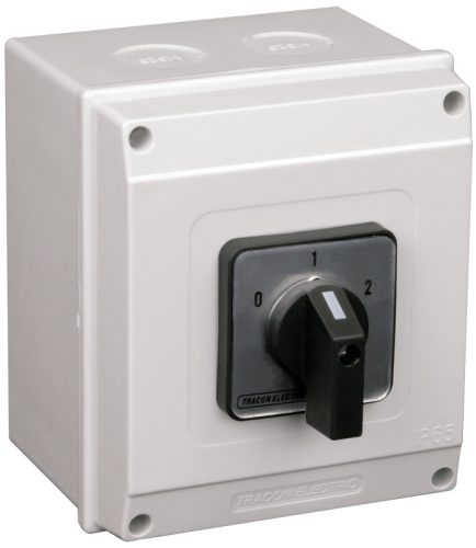 Tokozott dahlander motorkapcsoló 400V, 50Hz, 20A, 5,5kW, 48×48mm, IP65
