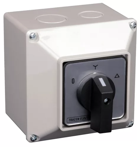 Tokozott közvetlen Y-D motorkapcsoló 400V, 50Hz, 32A, 11kW, 64×64mm, IP44