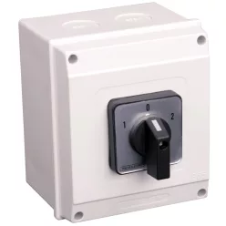   Tokozott közvetlen irányváltó motorkapcsoló, 1-0-2 400V, 50Hz, 63A, 18,5kW, 64×64mm, IP65