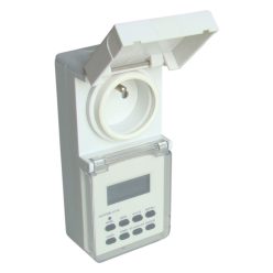   Dugaszolható elektronikus kapcsolóóra, heti,csapos aljzattal IP44