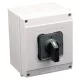 Tokozott választókapcsoló, 1-0-2 400V, 50Hz, 20A, 2×4P, 5,5kW, 48×48mm, 90°, IP65