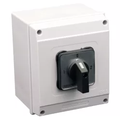   Tokozott választókapcsoló, 1-0-2 400V, 50Hz, 25A, 2×3P, 7,5kW, 48×48mm, 90°, IP65