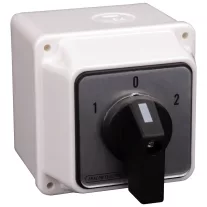   Tokozott választókapcsoló, 1-0-2 400V, 50Hz, 32A, 2×4P, 11kW, 64×64mm, 60°, IP65