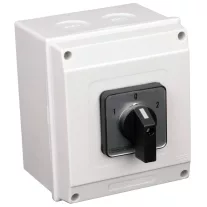   Tokozott választókapcsoló, 1-0-2 400V, 50Hz, 63A, 2×3P, 18,5kW, 64×64mm, 90°, IP65