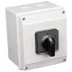 Tokozott választókapcsoló, 1-0-2 400V, 50Hz, 63A, 2×3P, 18,5kW, 64×64mm, 90°, IP65