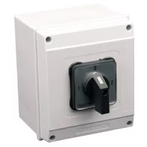   Tokozott választókapcsoló, 1-0-2 400V, 50Hz, 63A, 2×3P, 18,5kW, 64×64mm, 90°, IP65