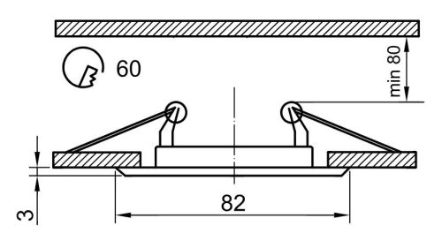 Beépíthető lámpatest spot fényforrásokhoz, matt réz max.50W, MR16, D=82mm