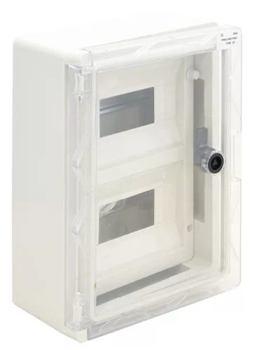 Műanyag elosztószekrény 330×250×130mm maszkos átlátszó ajtóval